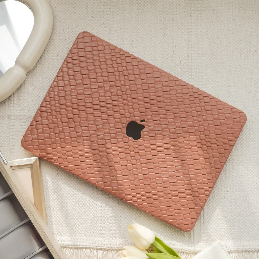 Brown Irregular Flow Leather Macbook Case