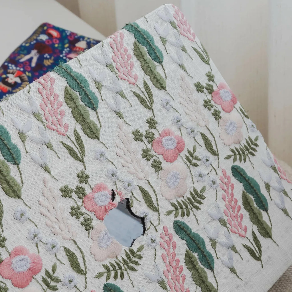 White Sage Embroidered Leather Macbook Case