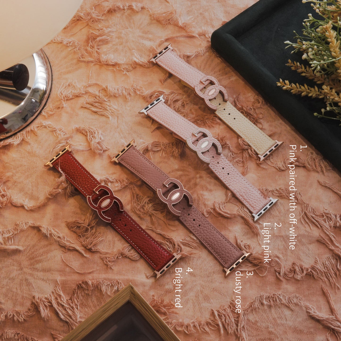 Lychee high-quality textured faux leather Apple Watch band