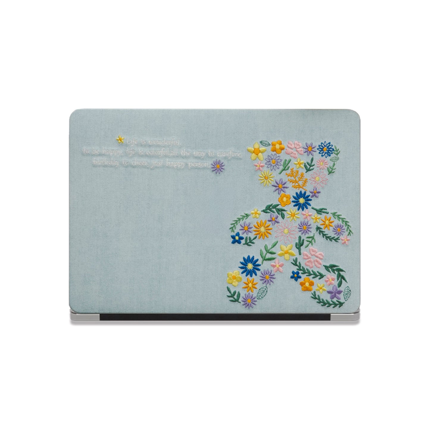 Embroidered Series ♾ Artistic Floral Bear Textured Stitch Mac Case
