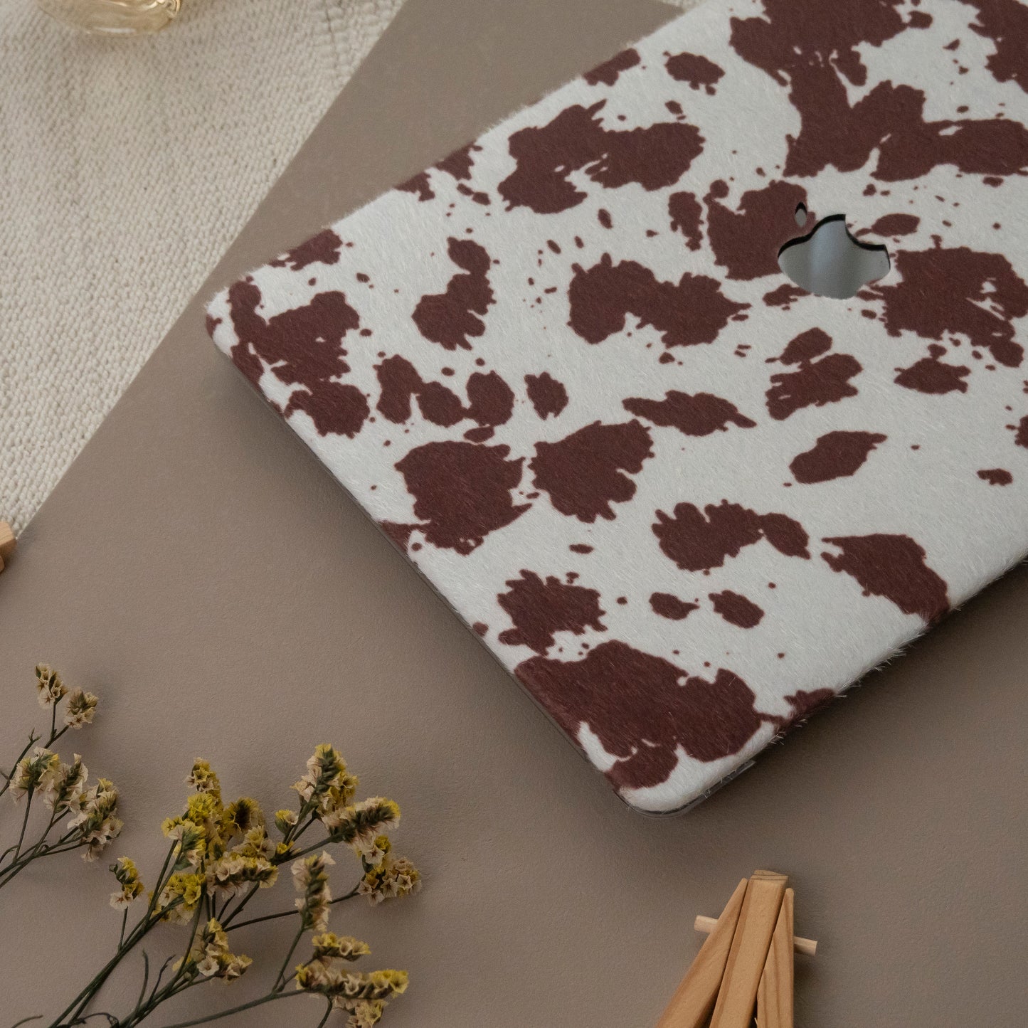 Leather Series ♾ Coffee Cow Pattern Mac Case