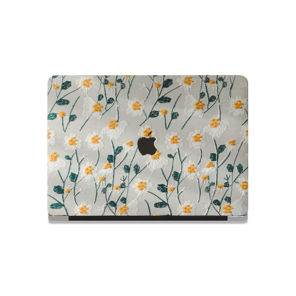 This is us Warm Sun Daisy Embroidery Leather Macbook Case