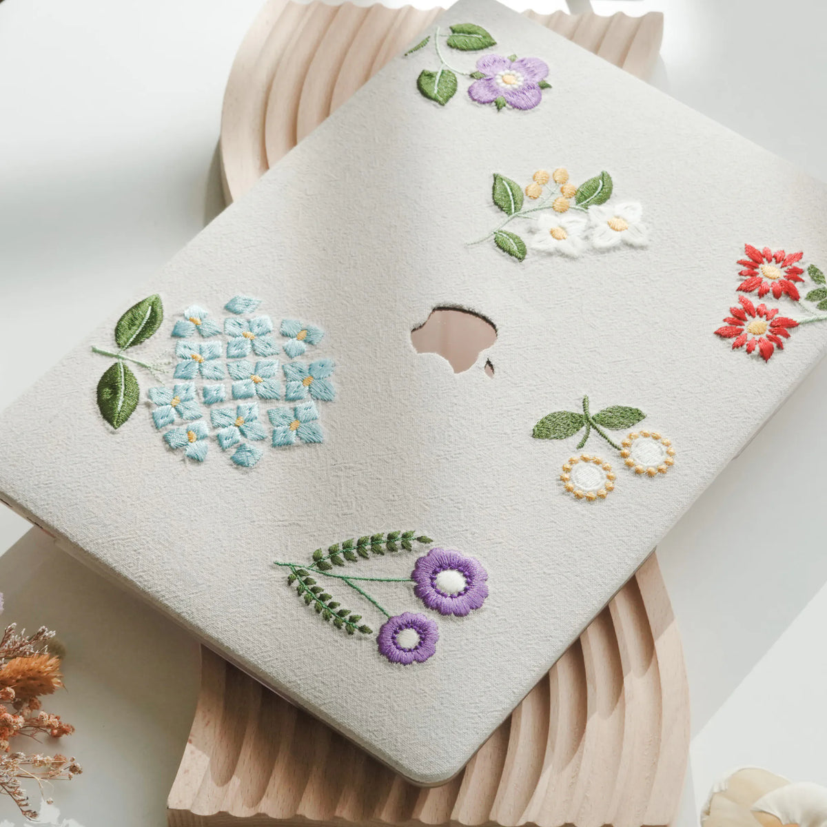 Embroidered Series ♾ Spring Whispers – Textured Stitch MacBook Case