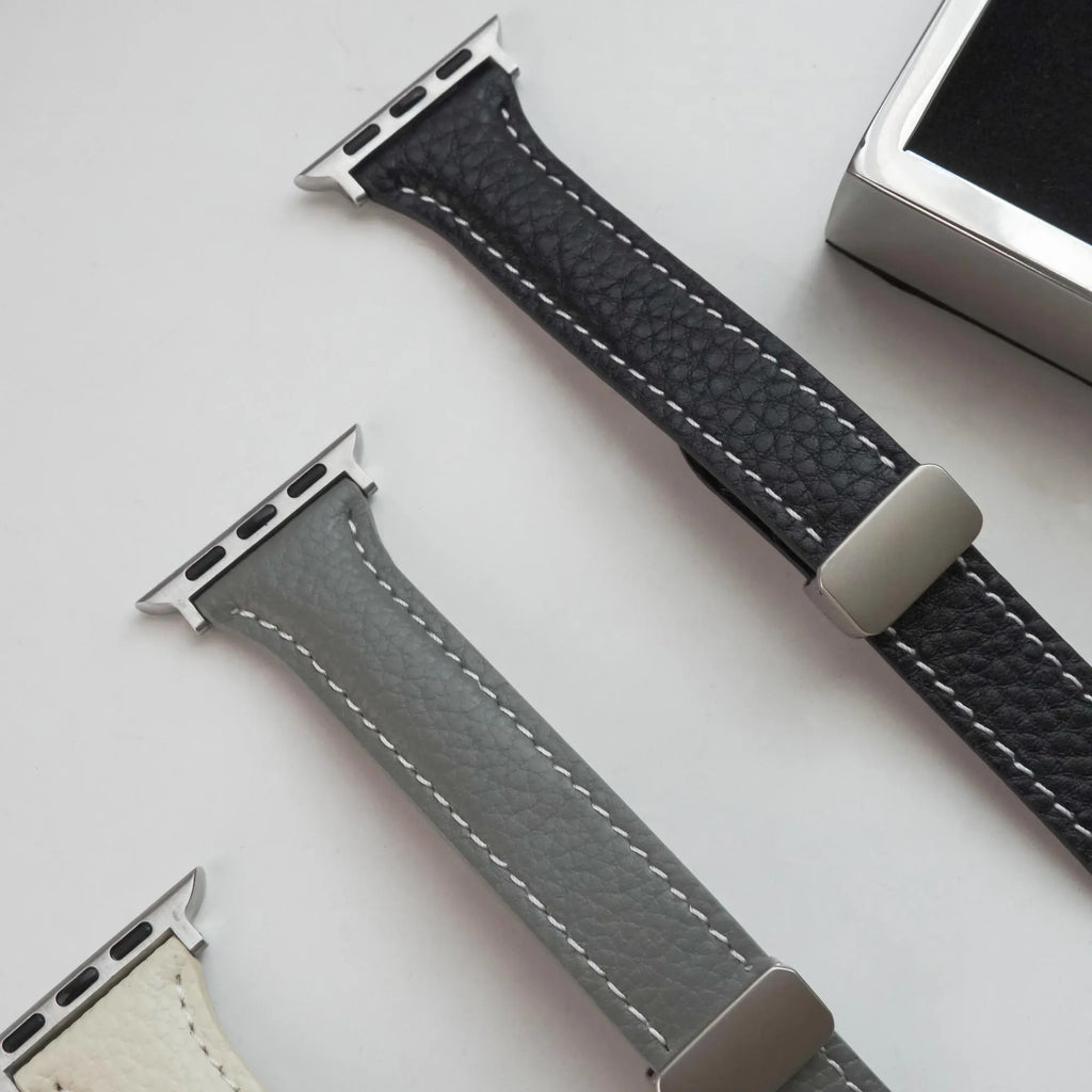 Slim Magnetic Lychee Texture Leather Apple Watch Band