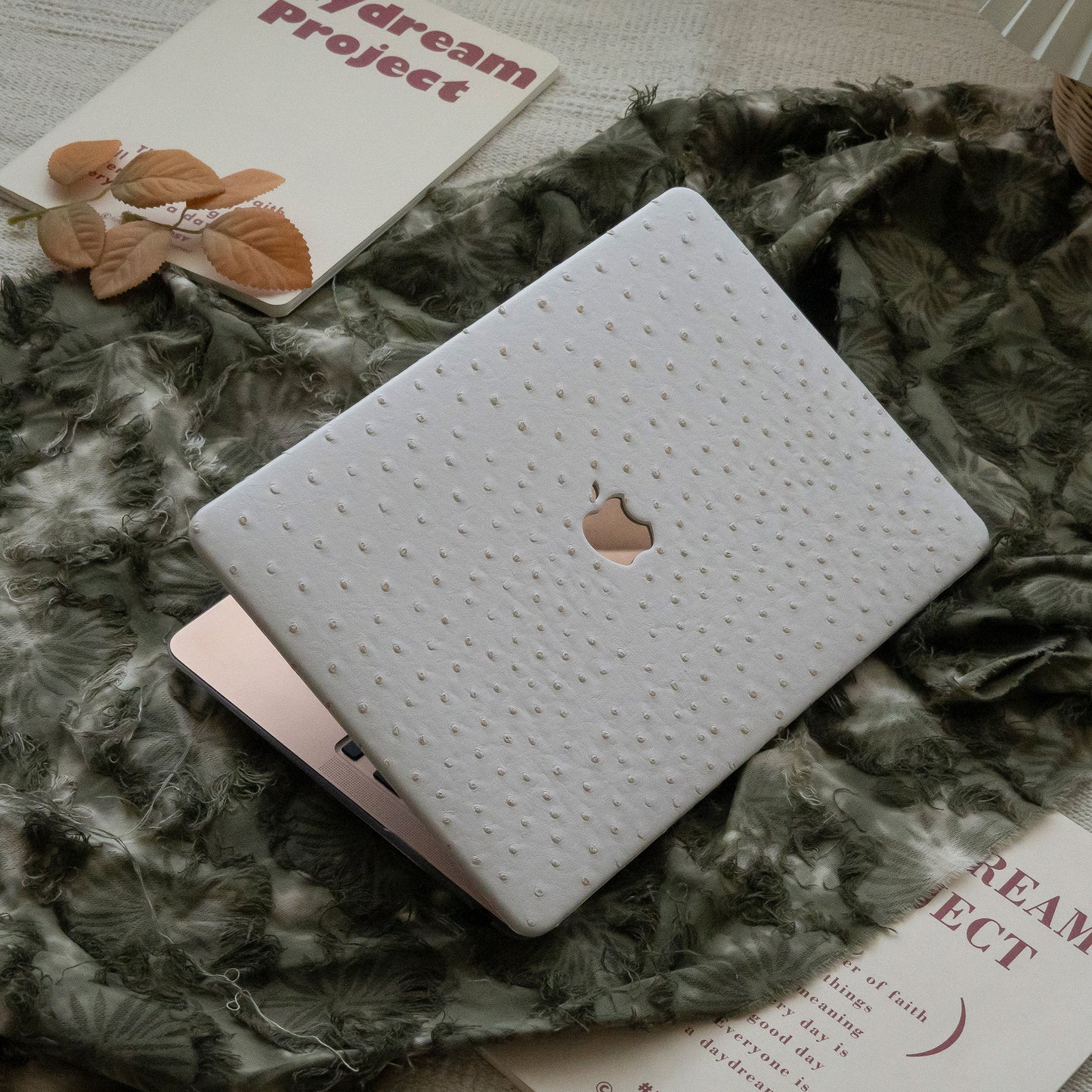 Leather Series White Pink Camel Texture Mac Case