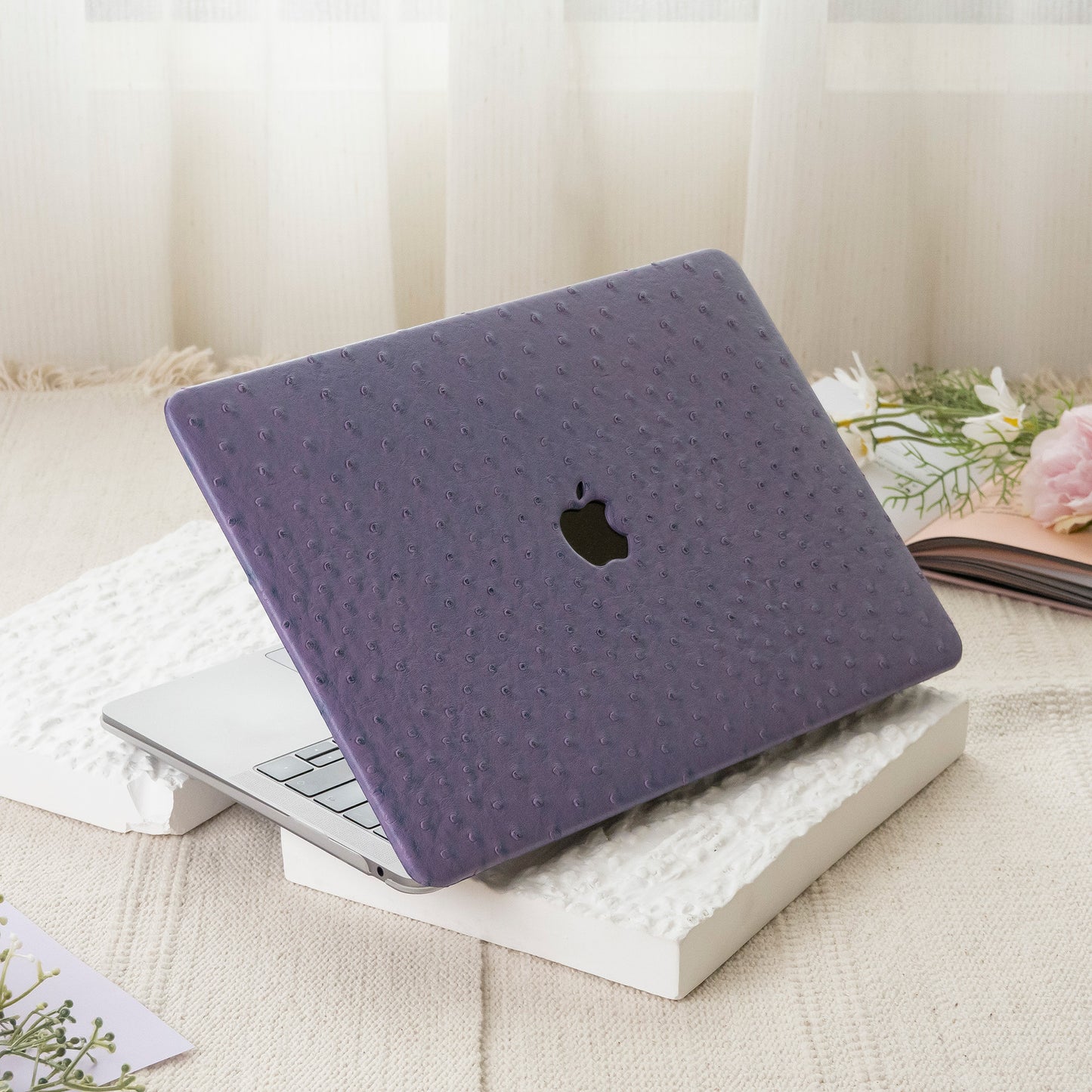 Leather Series Bright Purple Camel Pattern Mac Case