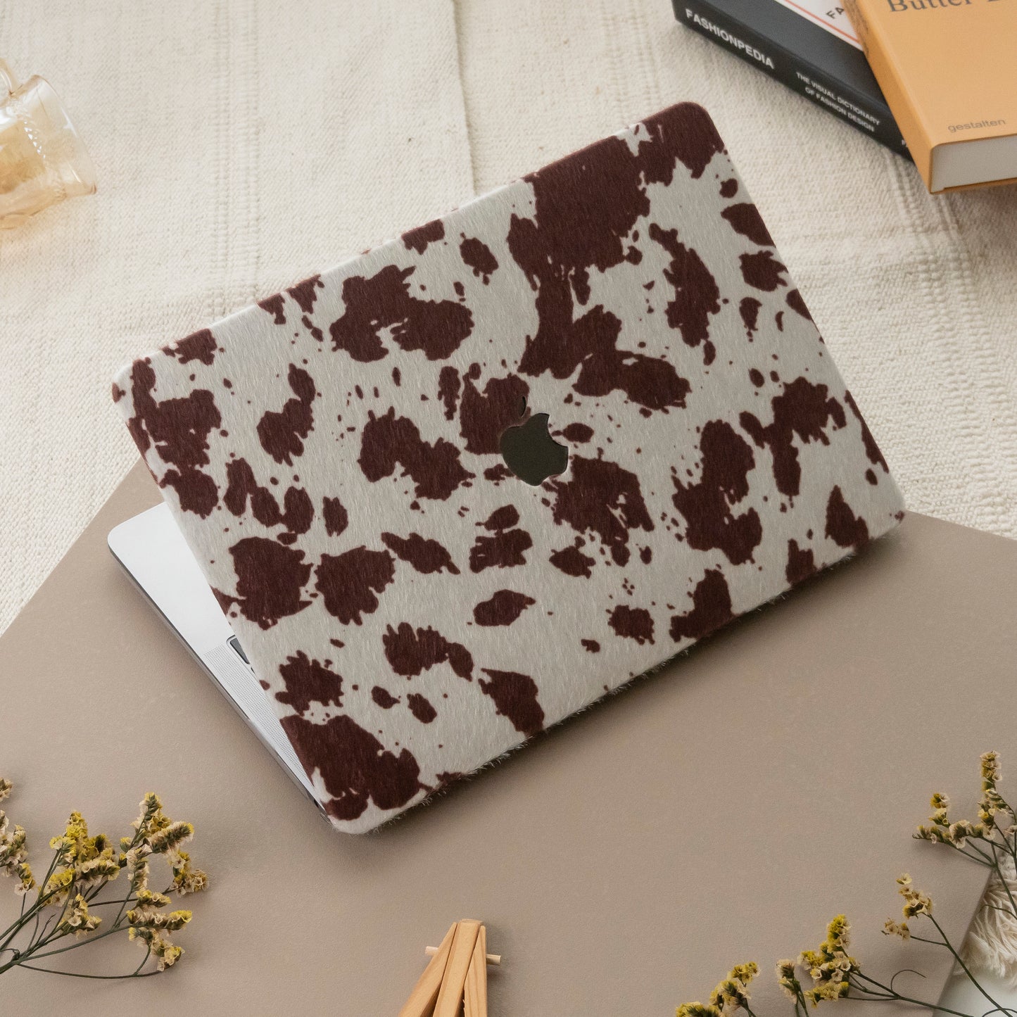 Leather Series ♾ Coffee Cow Pattern Mac Case