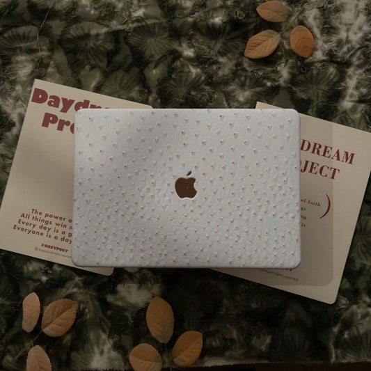 Leather Series White Pink Camel Texture Mac Case