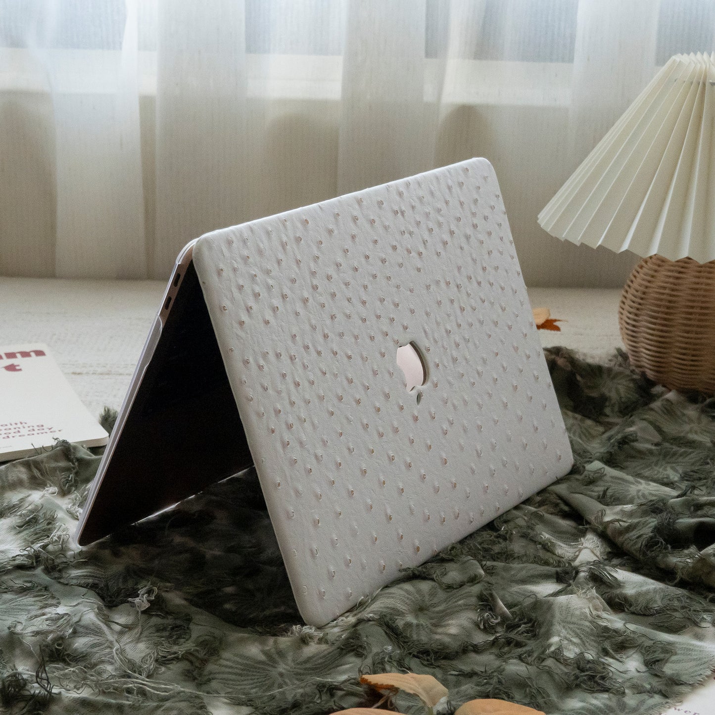 Leather Series White Pink Camel Texture Mac Case