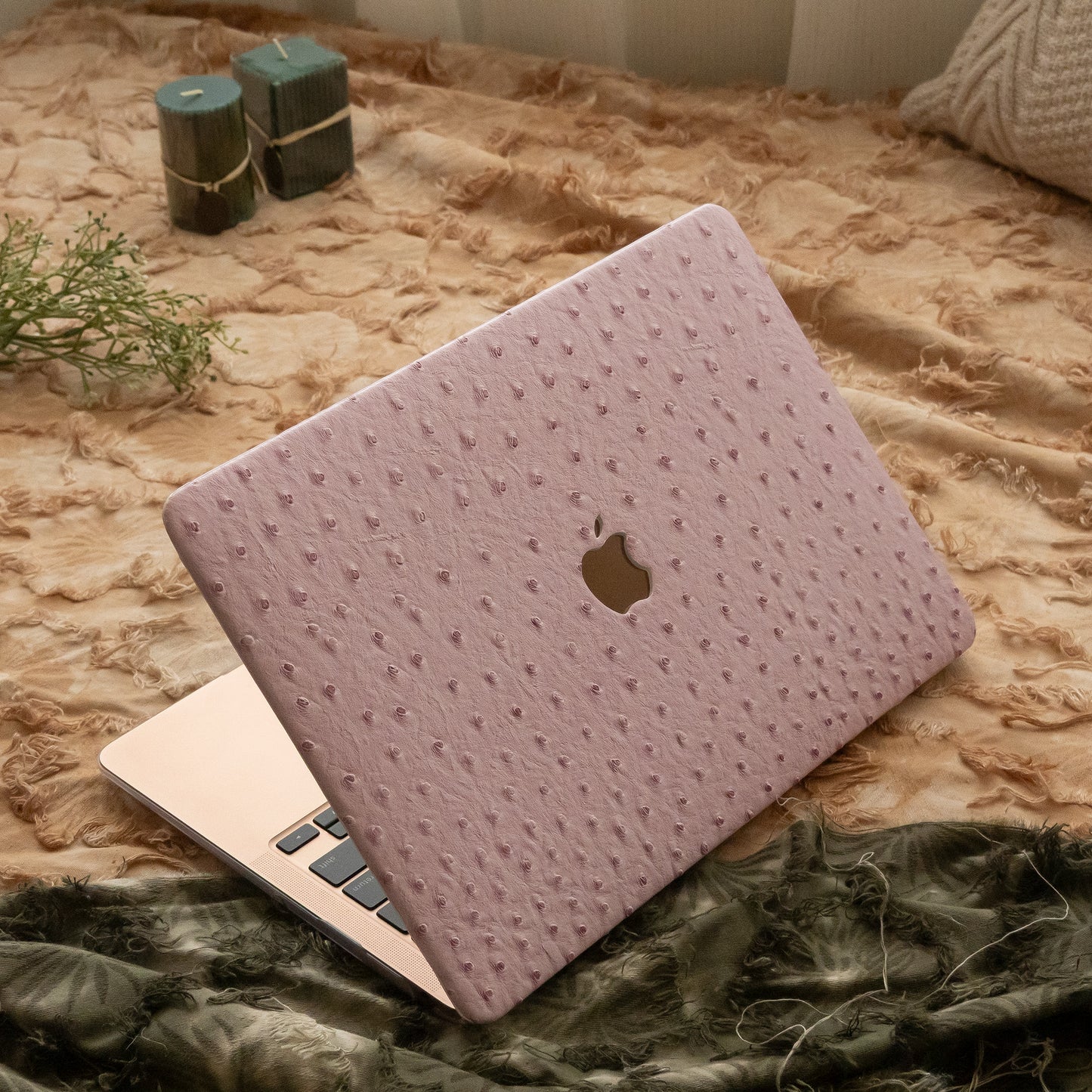 Leather Series Pink Camel Texture Mac Case