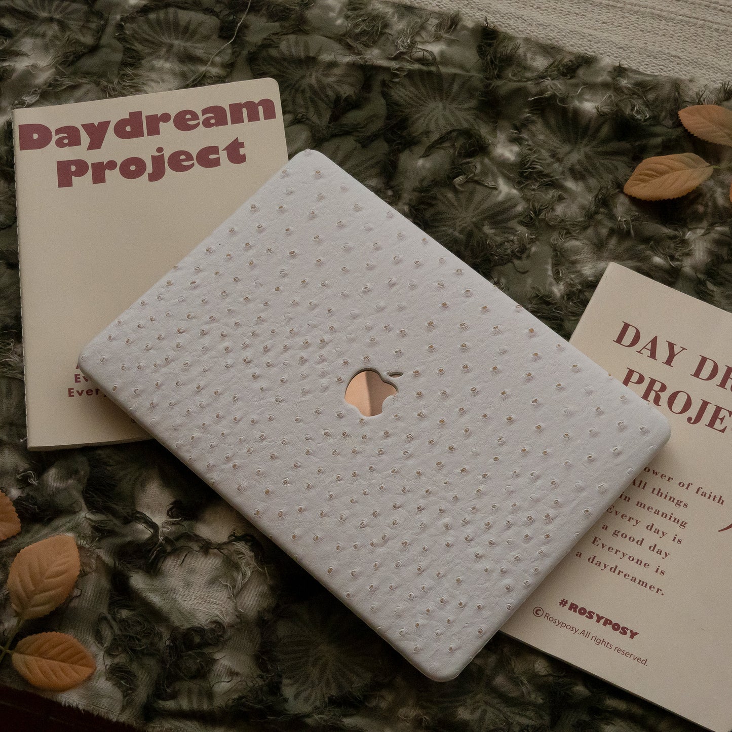 Leather Series White Pink Camel Texture Mac Case