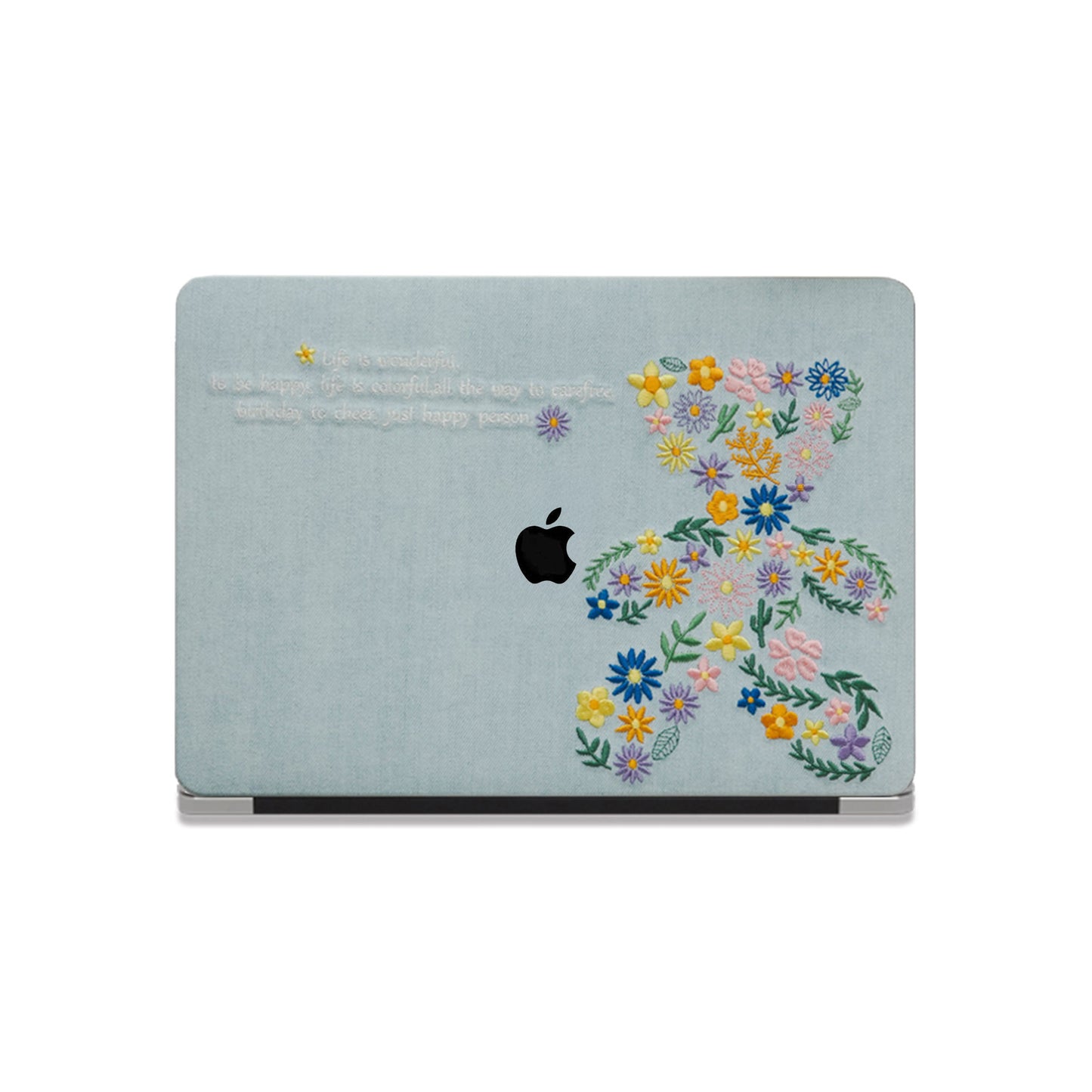 Embroidered Series ♾ Artistic Floral Bear Textured Stitch Mac Case