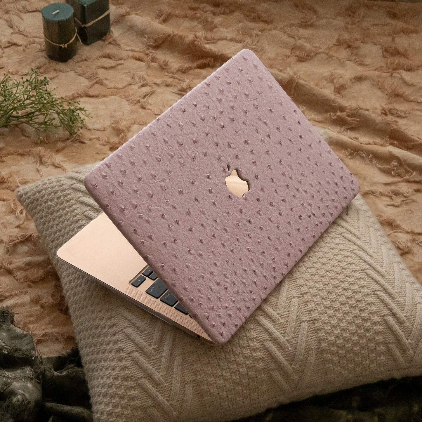 Leather Series Pink Camel Texture Mac Case