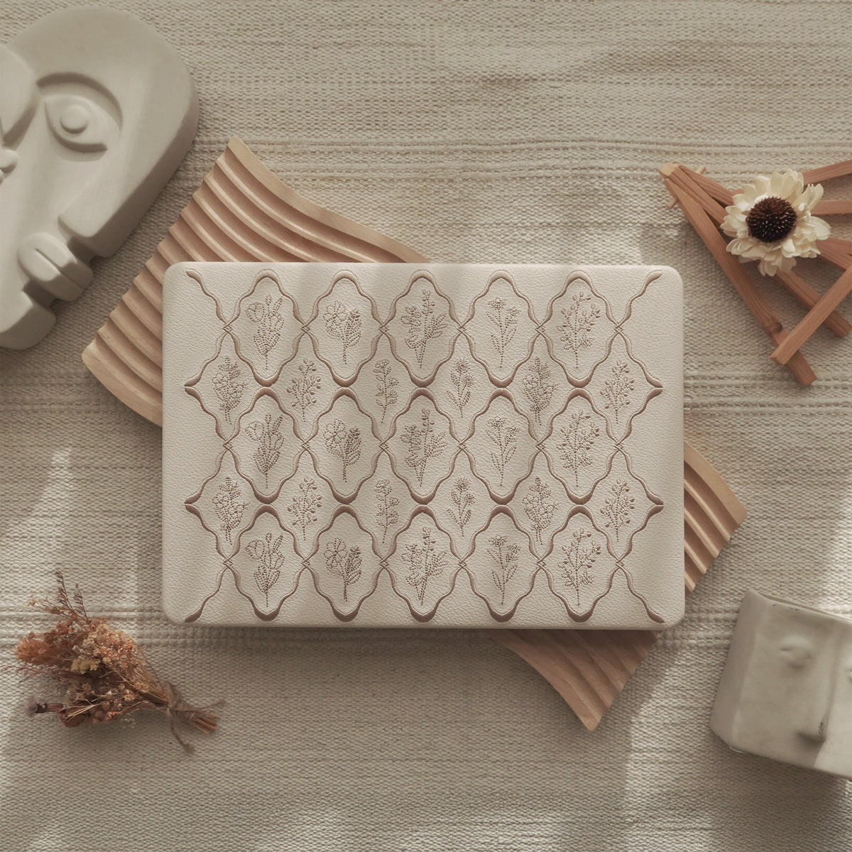 Embossed Flora Light Brown MacBook Case