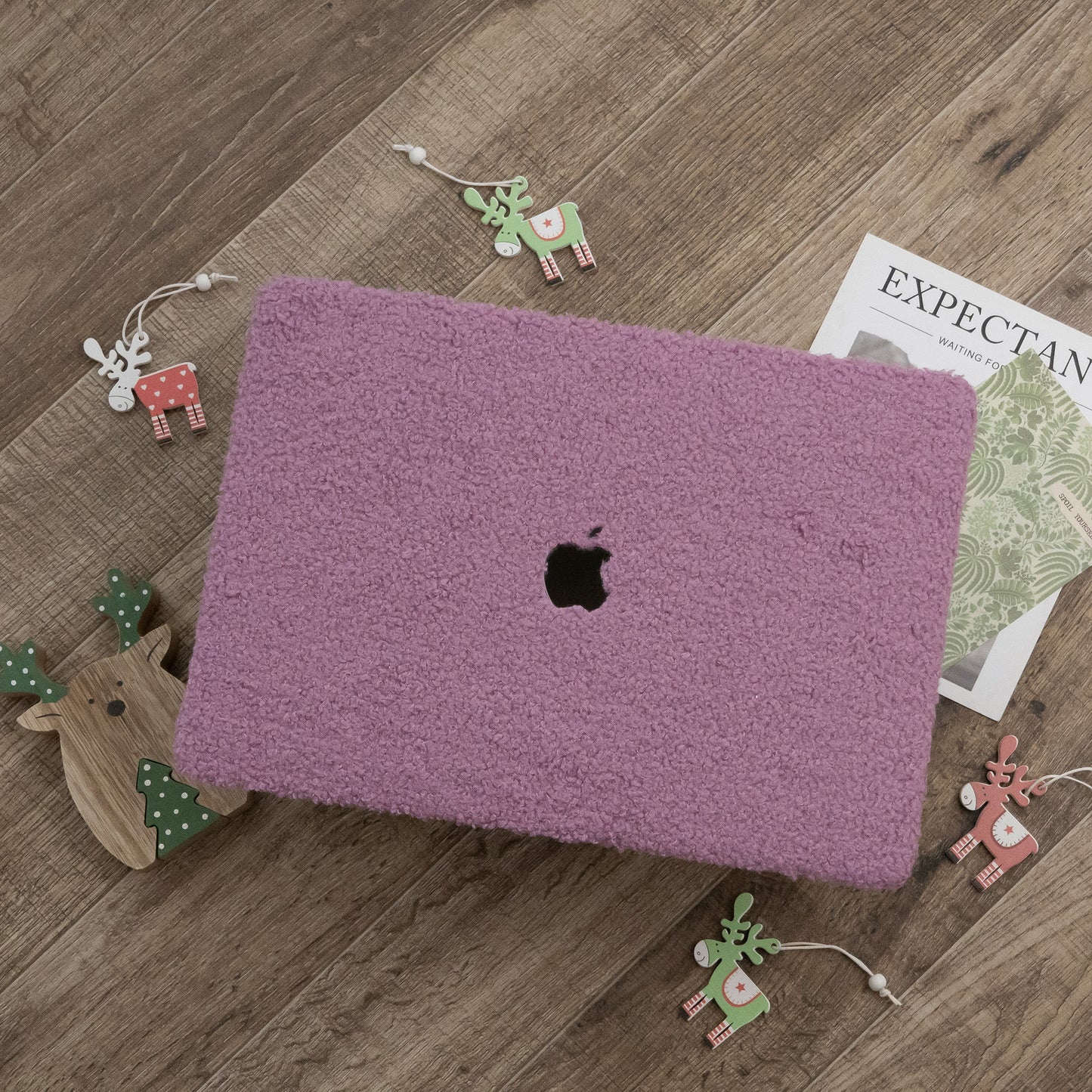 Teddy Fleece, Cardamom Purple Textured Leather Mac Case
