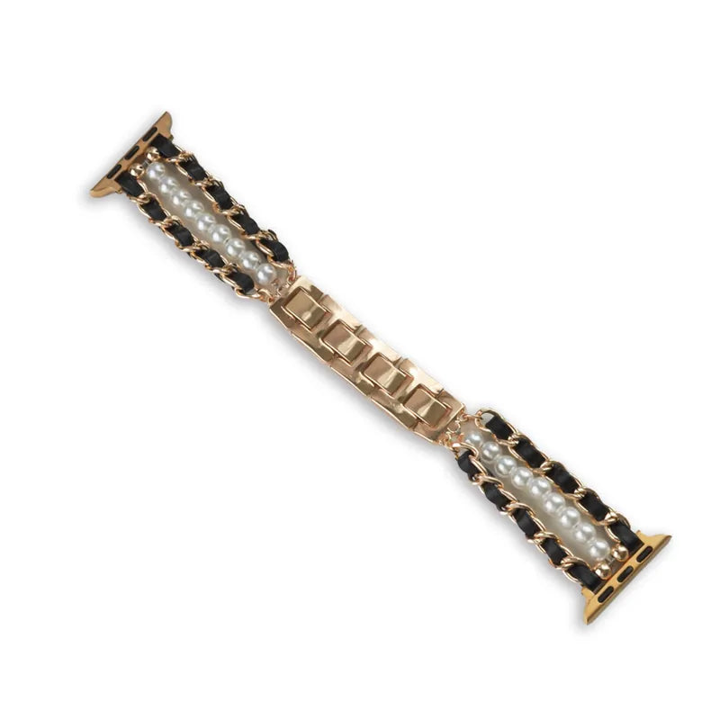 Pearl Fashionista Mixed Leather Apple Watch Band