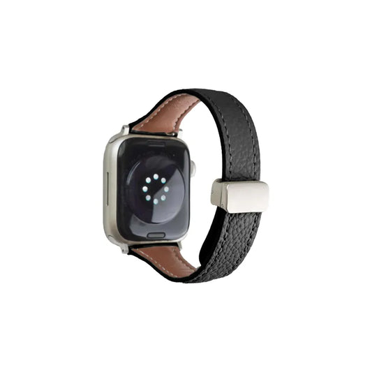 Slim Magnetic Lychee Texture Leather Apple Watch Band