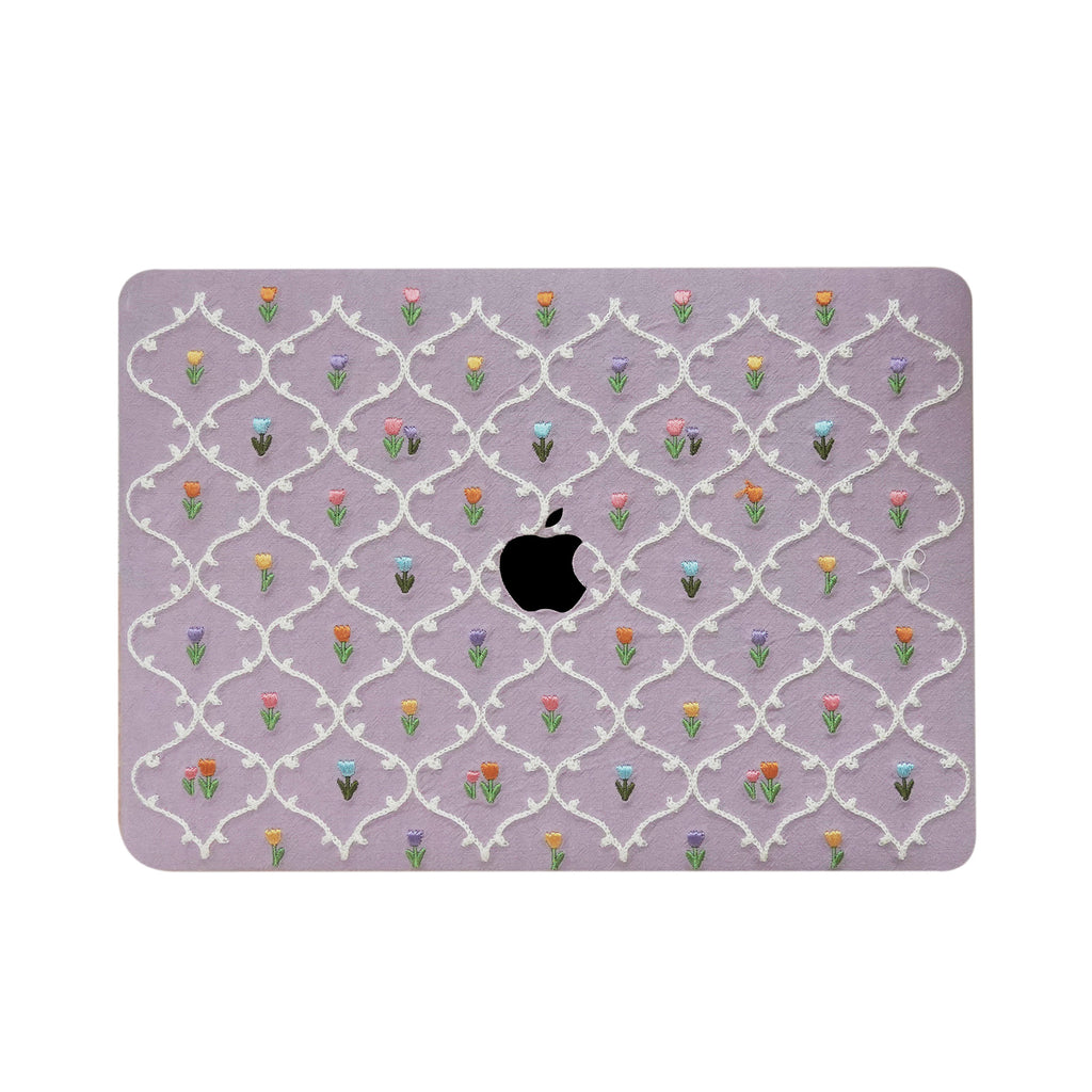 This Is Us Plaid Floral ♾ Textured Stitching Sky  Purple Mac Case