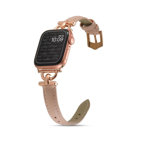 Metal embellishments leather Apple Watch band