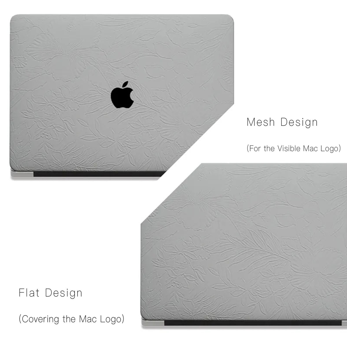 White Embossed Floral Leather Macbook Case