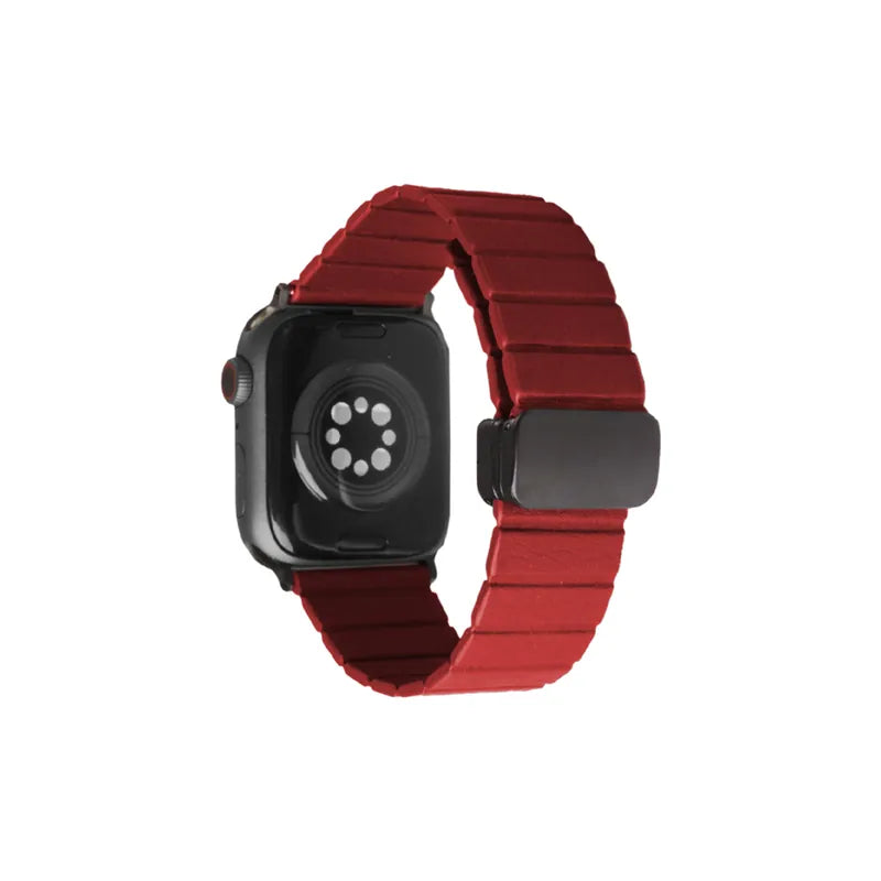 Wide Elegant Leather Venetian Blinds Magnetic Clasp Apple Watch Band