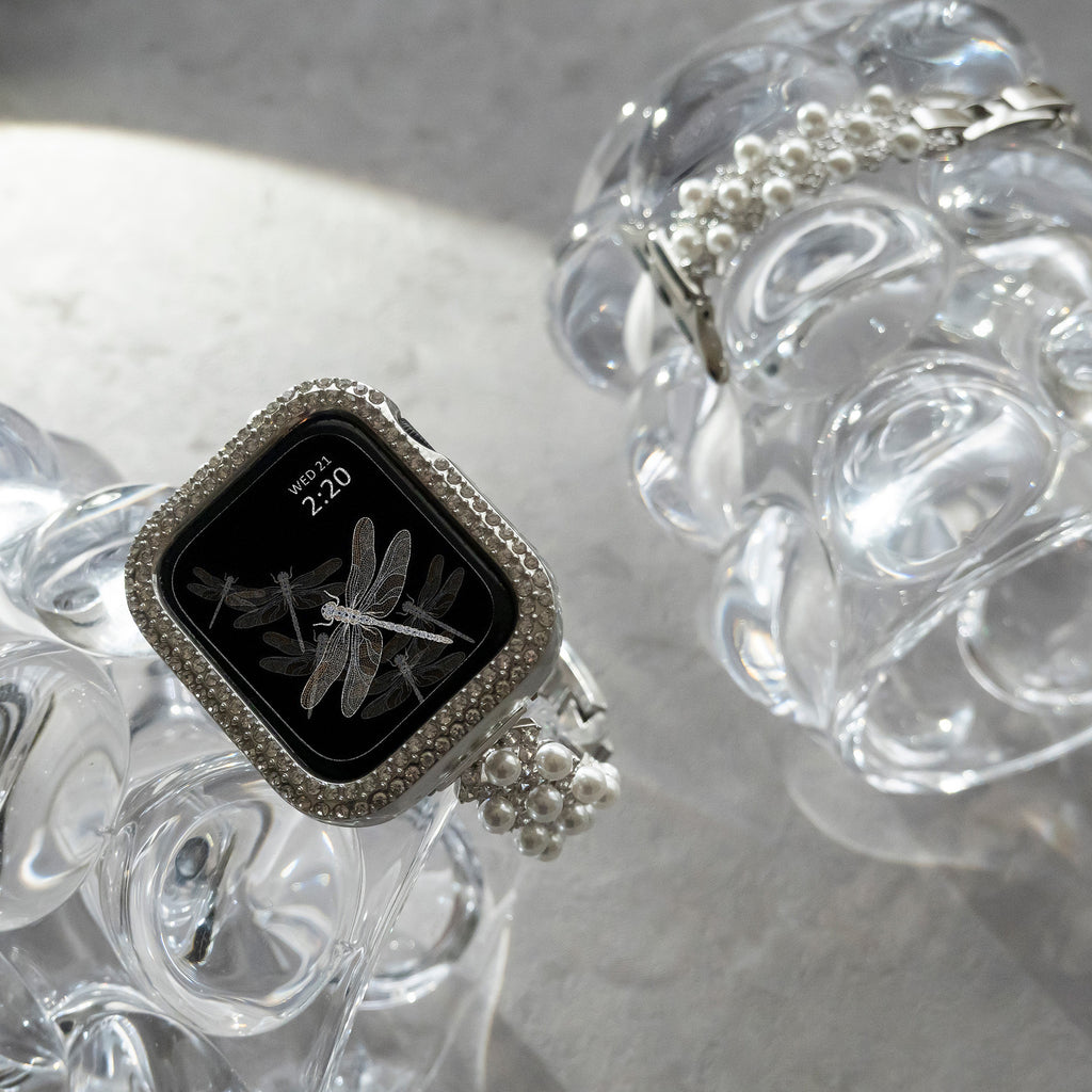 Diamond-bead textured metal Apple Watch band