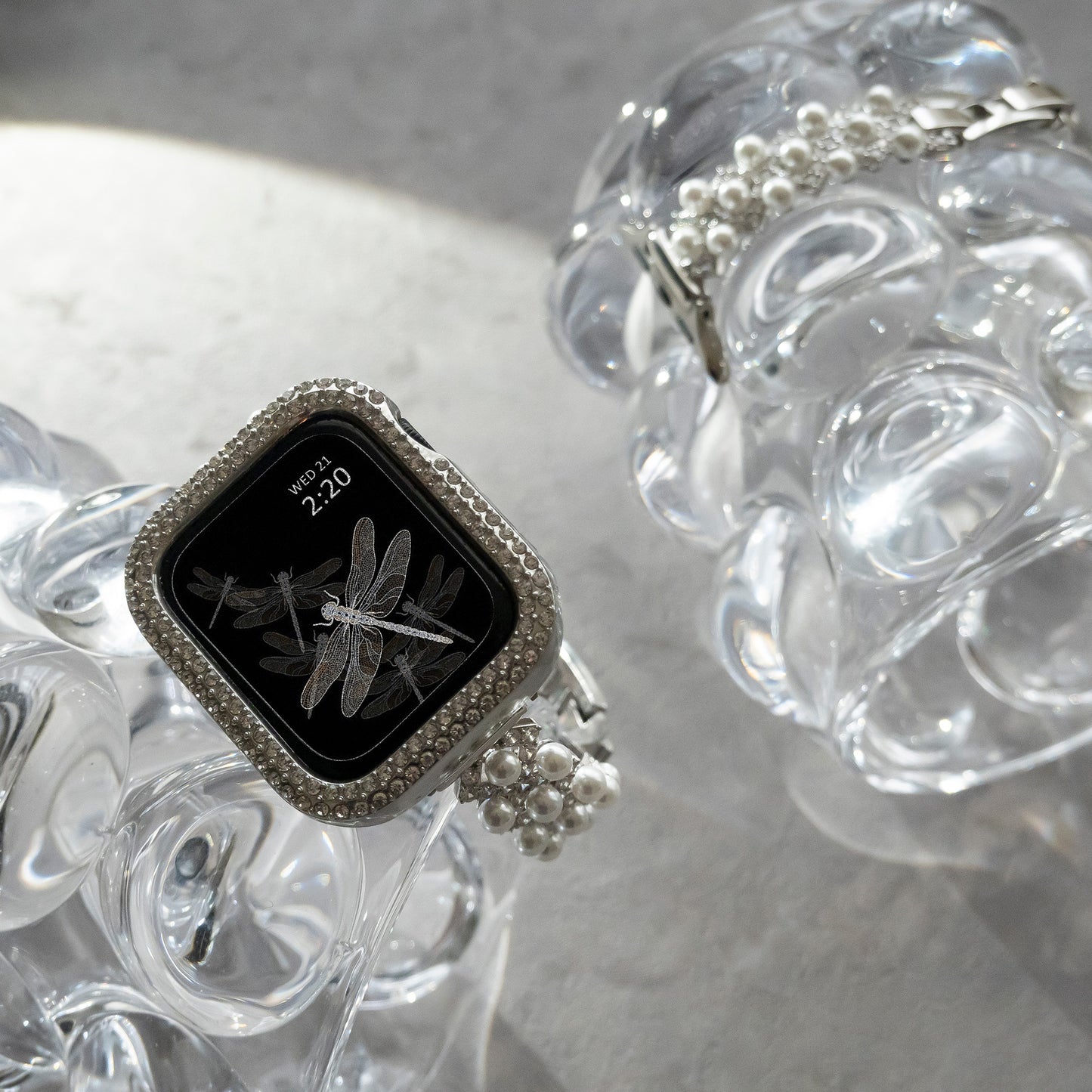 Diamond-bead textured metal Apple Watch band