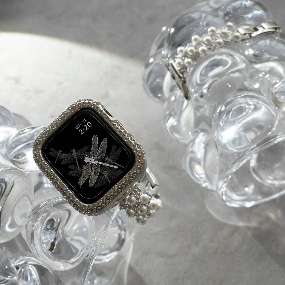 Diamond-bead textured metal Apple Watch band