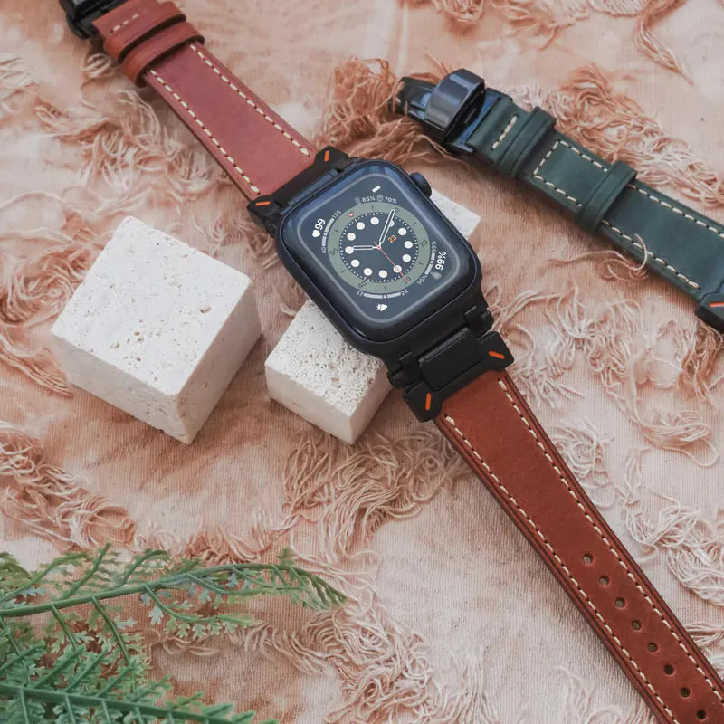 Explorer genuine leather with butterfly clasp Apple Watch strap