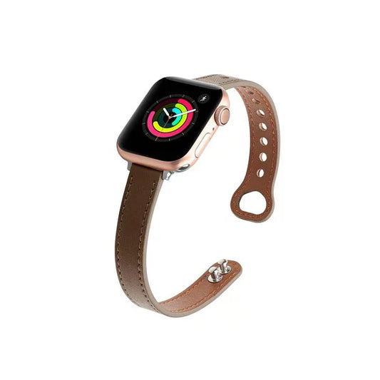 Narrow Genuine Leather Buckle Apple Watch Band