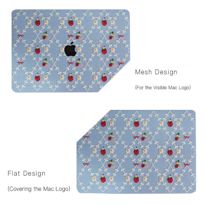 Embroidered Series ♾ Berry Blue Mood Delicate Stitch Detailing MacBook Case