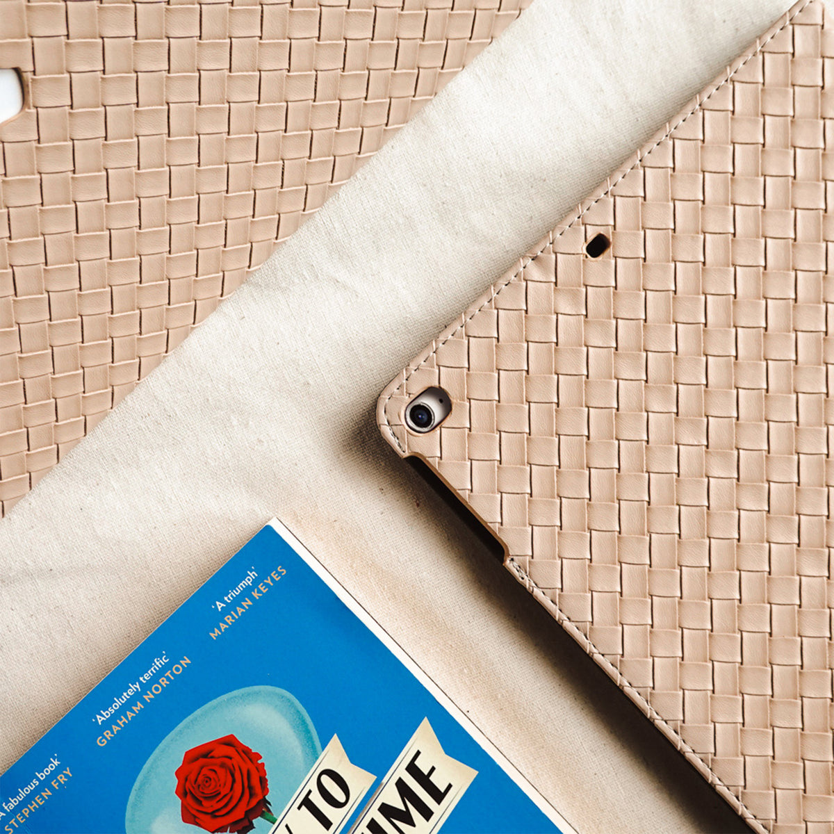 Leather Series & Milk Tea Braided with Pencil Holder iPad Protective Case