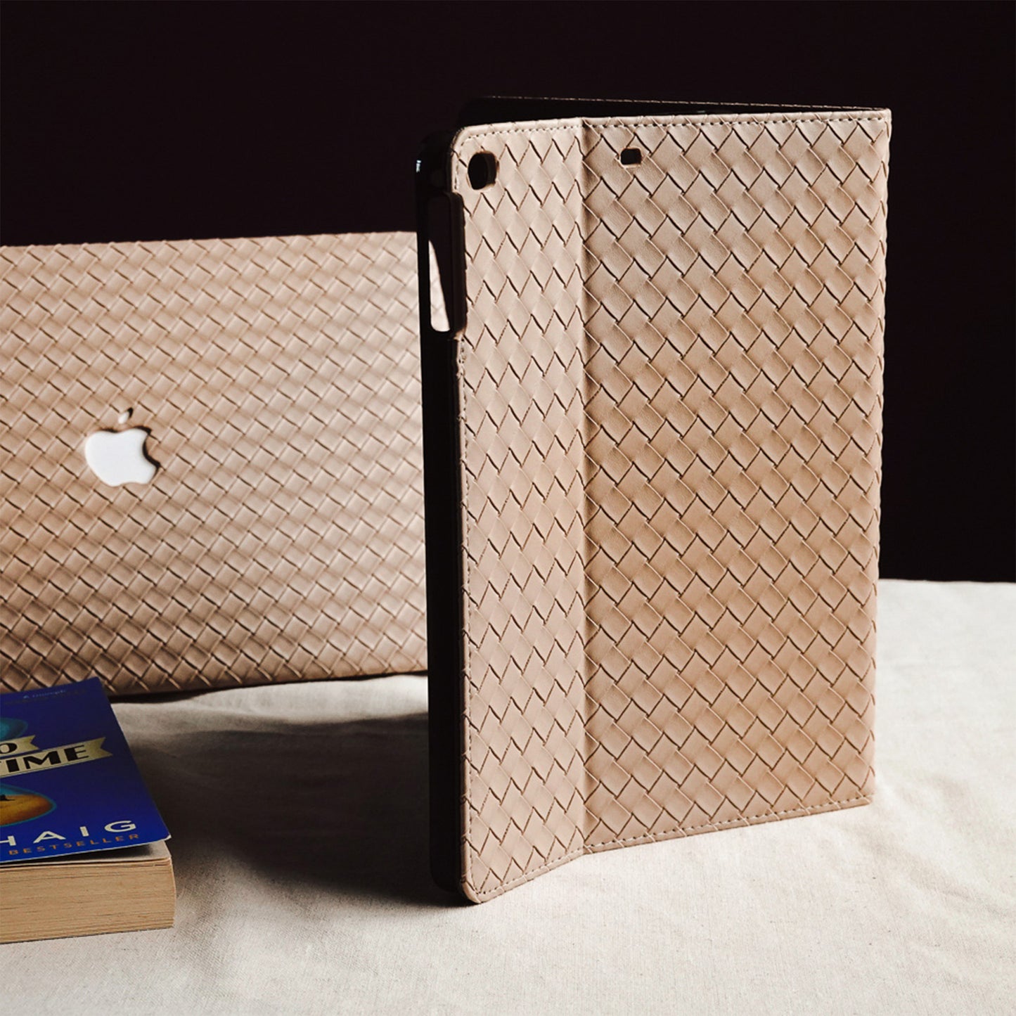 Leather Series & Milk Tea Braided with Pencil Holder iPad Protective Case