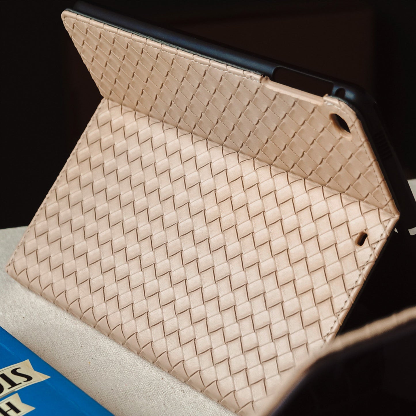Leather Series & Milk Tea Braided with Pencil Holder iPad Protective Case