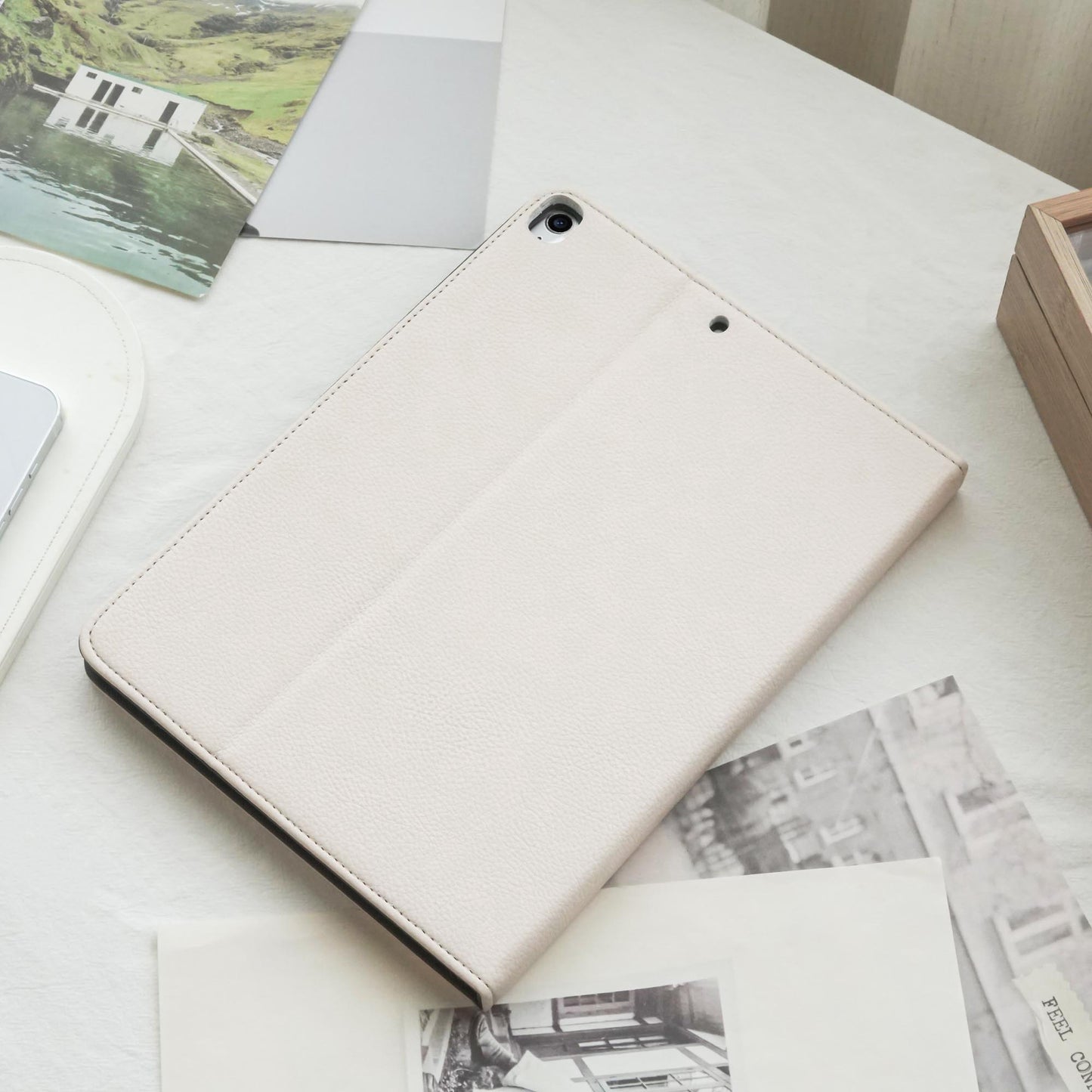 Leather Series ♾ White Lychee Skin iPad Protective Case