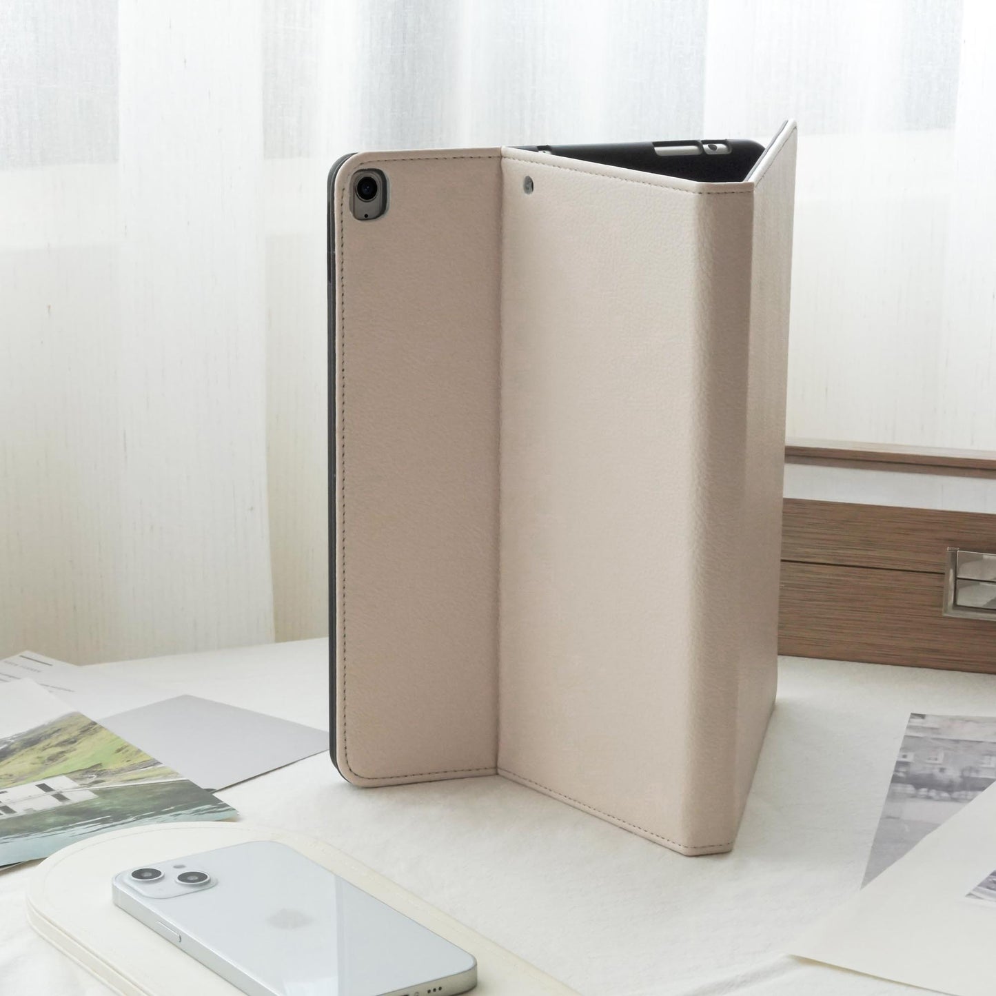 Leather Series ♾ White Lychee Skin iPad Protective Case