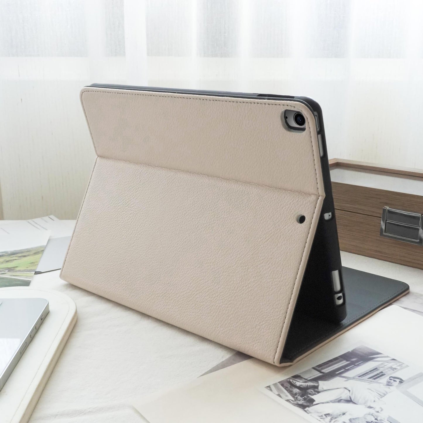 Leather Series ♾ White Lychee Skin iPad Protective Case