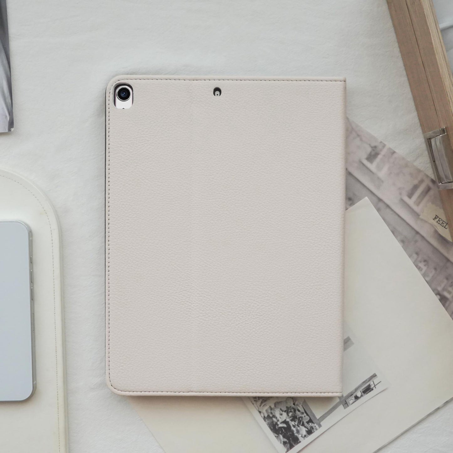 Leather Series ♾ White Lychee Skin iPad Protective Case