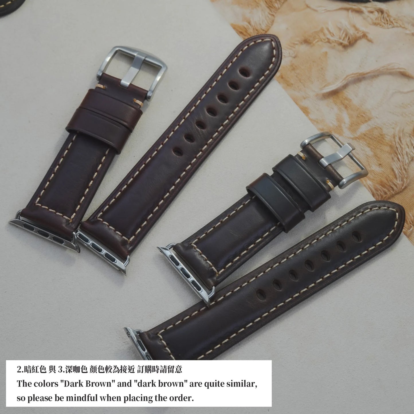 Men's Stitched Pattern Premium Leather Apple Watch Band