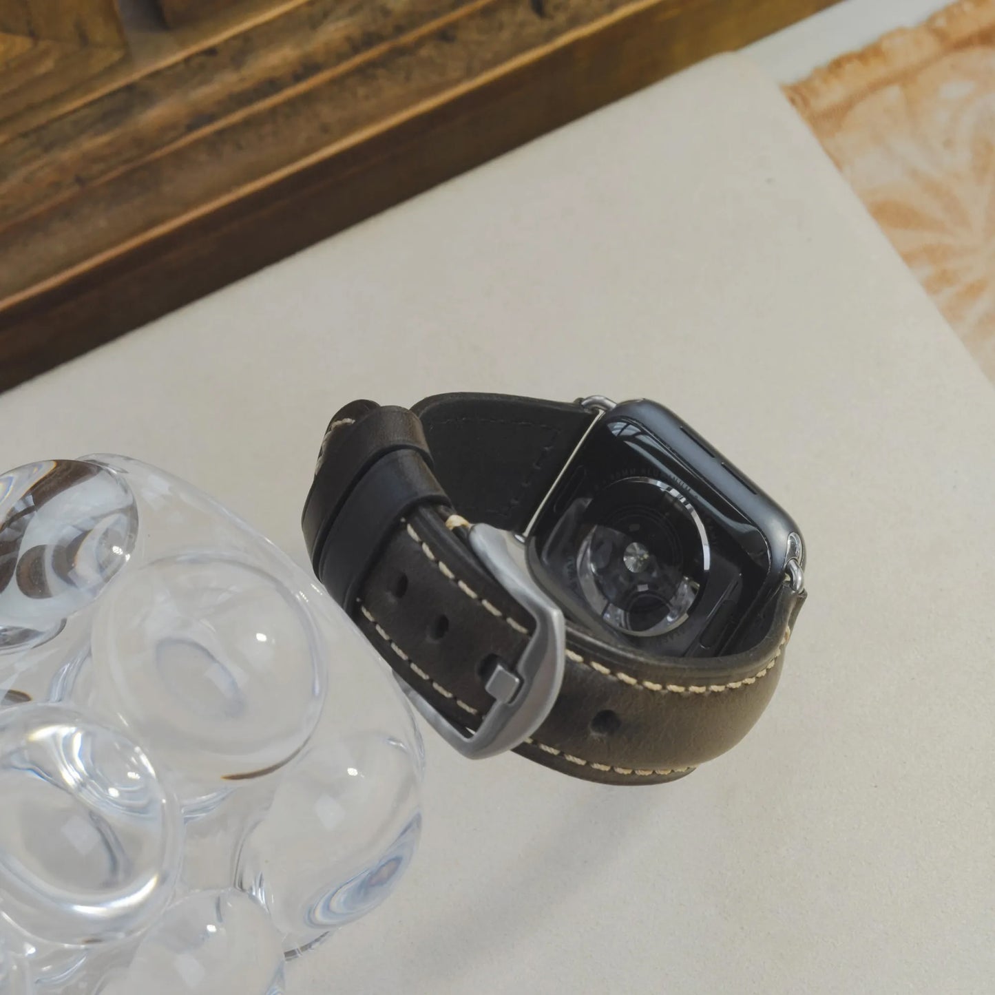 Men's Stitched Pattern Premium Leather Apple Watch Band