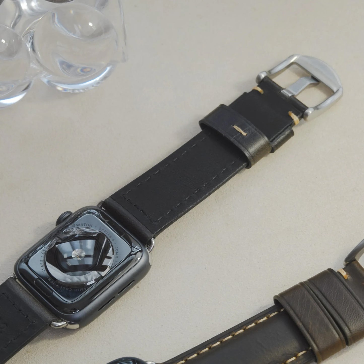 Men's Stitched Pattern Premium Leather Apple Watch Band