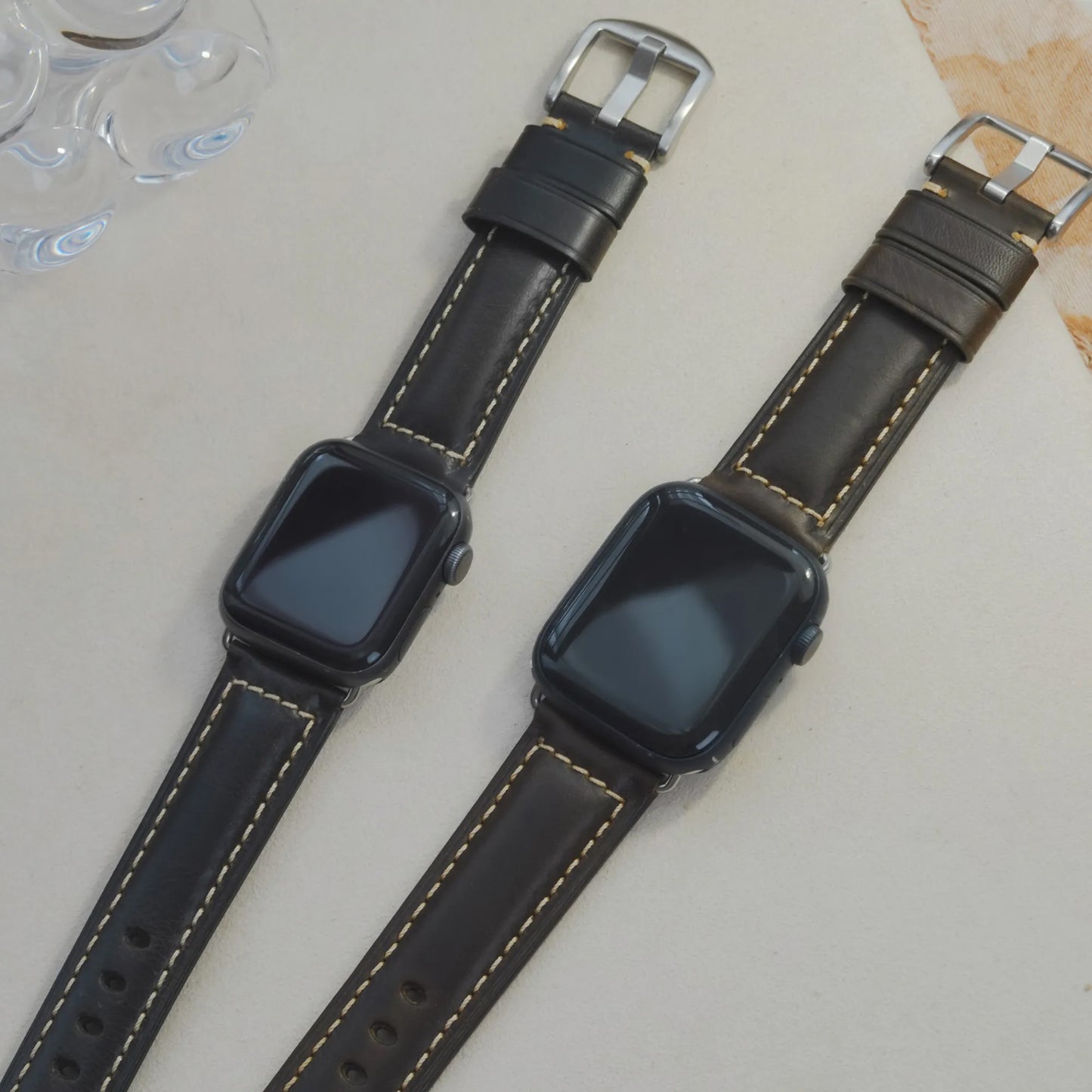 Men's Stitched Pattern Premium Leather Apple Watch Band