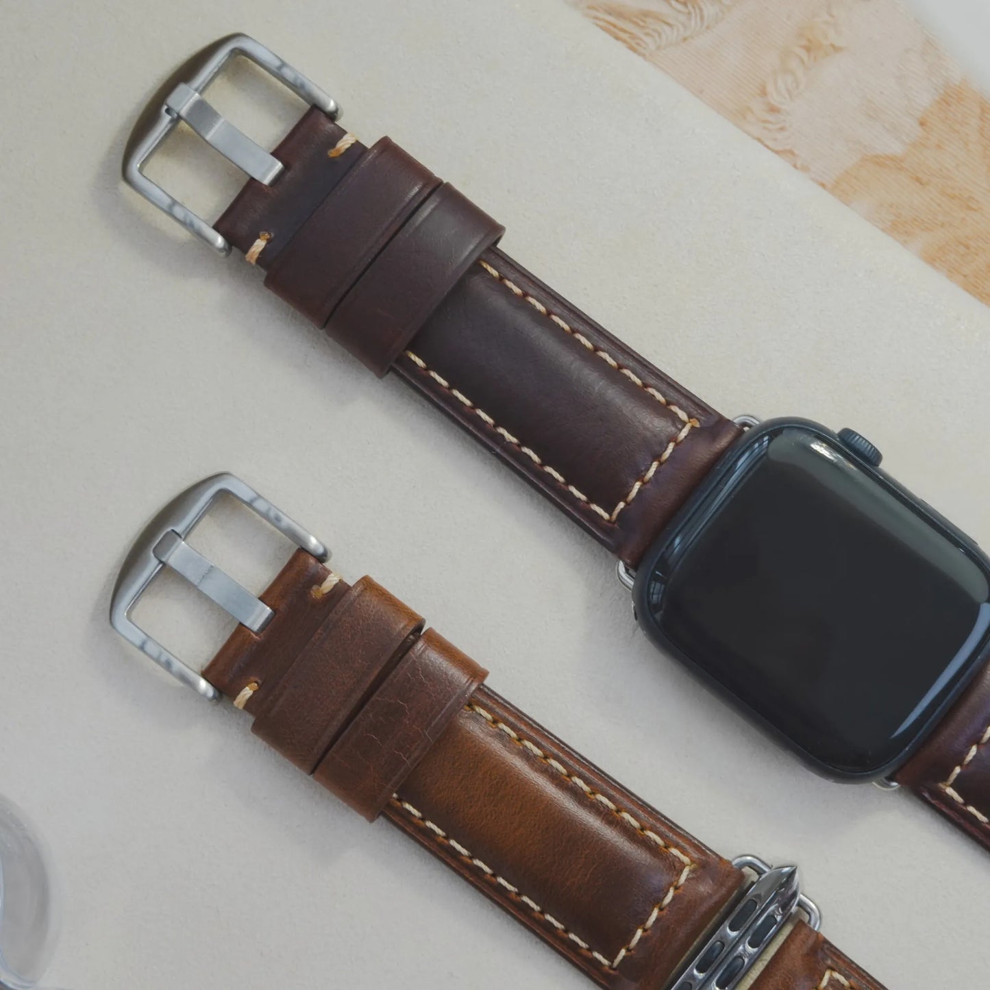Men's Stitched Pattern Premium Leather Apple Watch Band