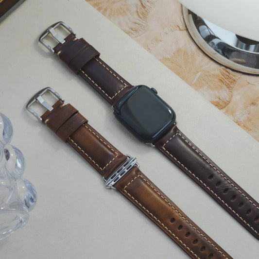 Men's Stitched Pattern Premium Leather Apple Watch Band