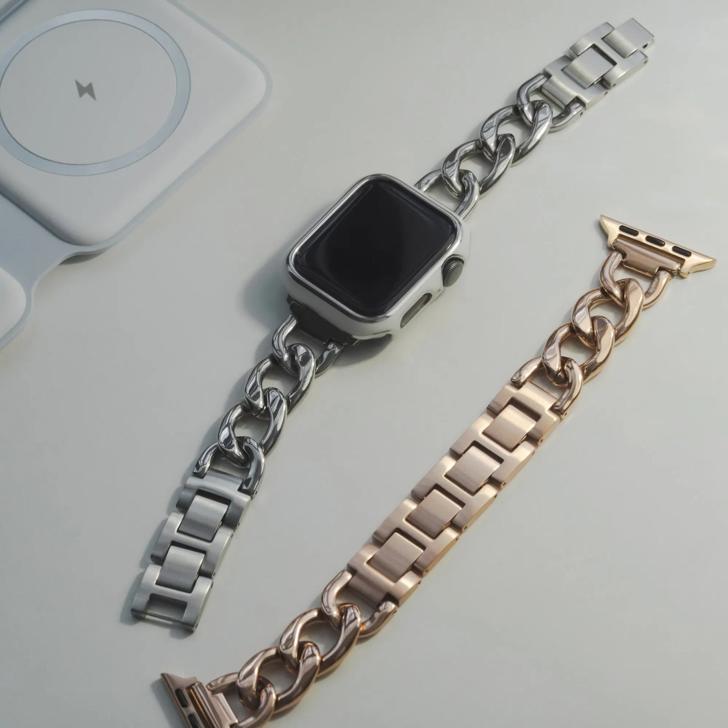 Classic Single Buckle Chain Metal Apple Watch Band