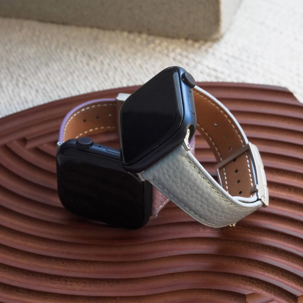 High-quality lychee textured leather T-shaped Apple Watch strap