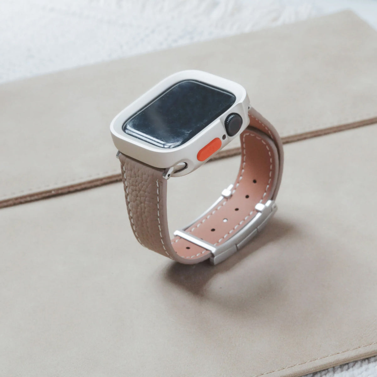 High-quality lychee textured leather T-shaped Apple Watch strap