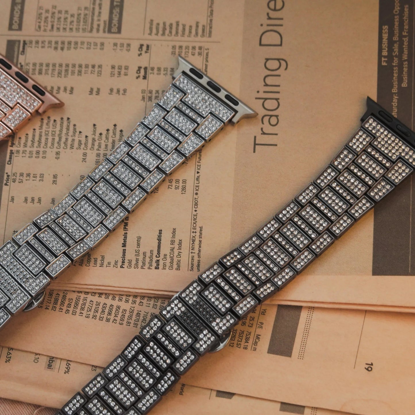 High Gold Square Diamond Textured Stainless Steel Mesh Apple Watch Strap