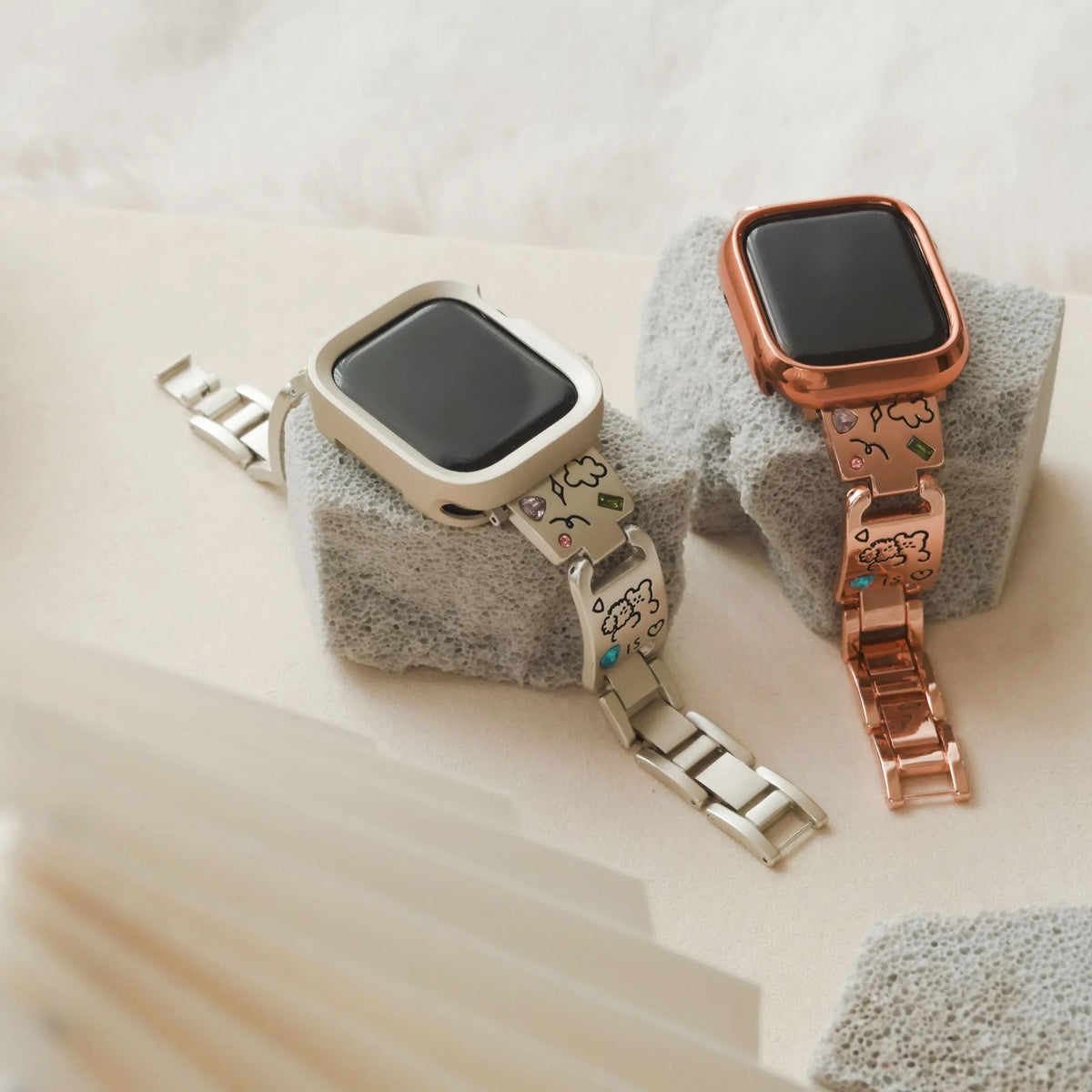 Cute is Justice" Stylish Metal Diamond-Studded Apple Watch Band