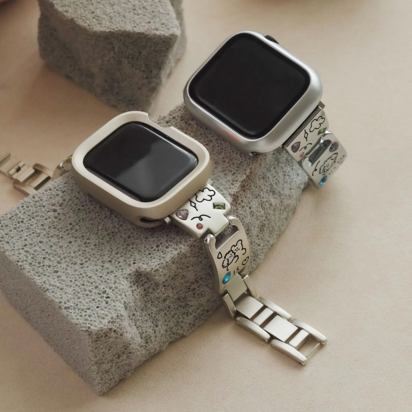 Cute is Justice" Stylish Metal Diamond-Studded Apple Watch Band